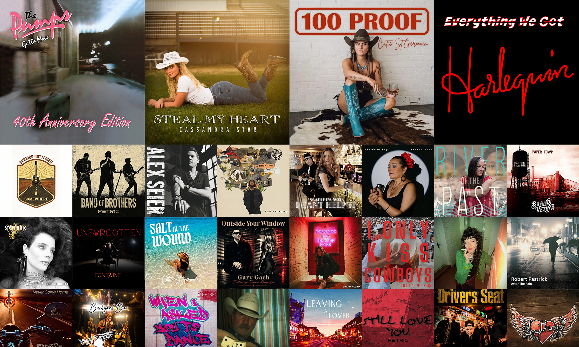 Collage of album and single covers mastered by Allen Hunnie